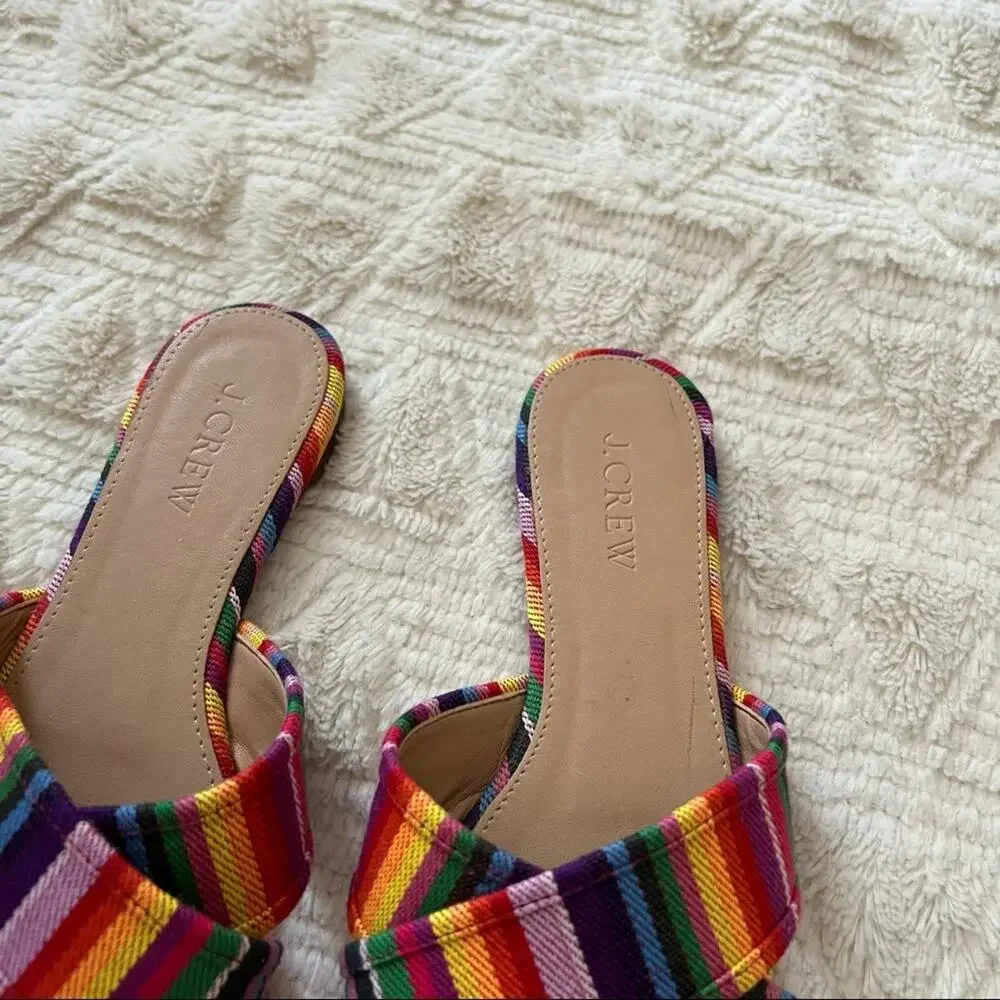 J. Crew Multistripe Cora Crisscross Slip On Sandals